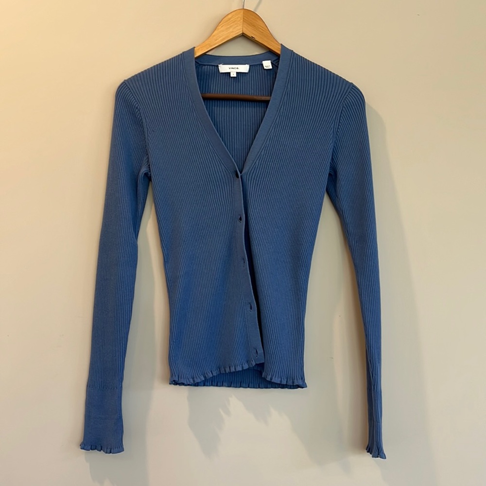 Vince Blue Ribbed Cardigan (NWOT)